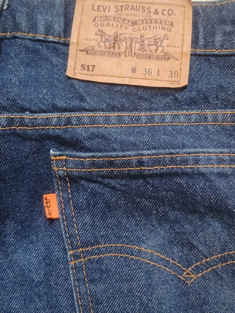 Vintage Levi's 517 Orange Tab Jeans Made in USA Bootcut Men's W36 L30 Blue